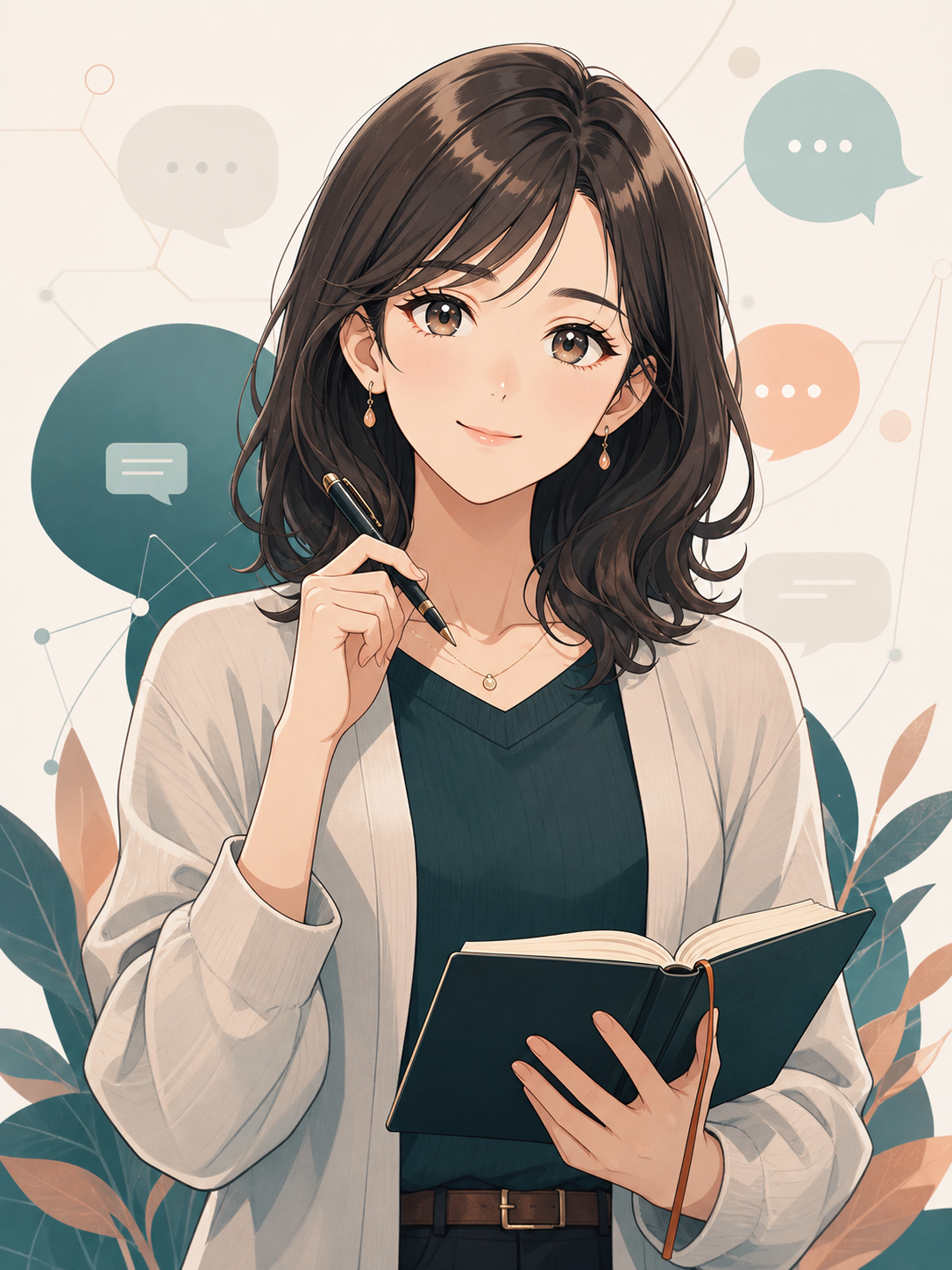 ChatGPTをイメージした女性AI社員のキャラクター
